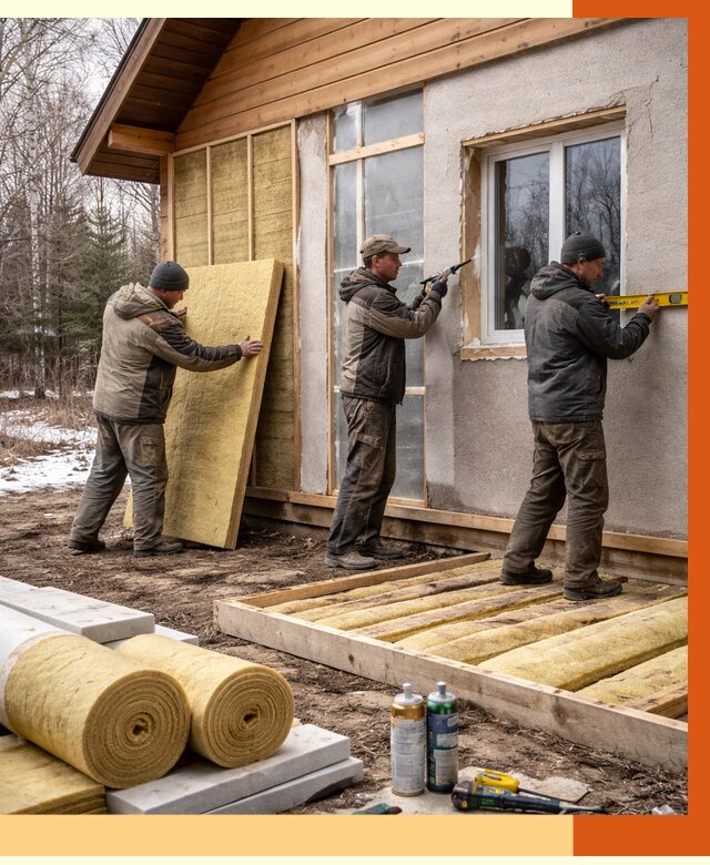 Утепление дачного дома в Качканаре от 4870 руб/м2 — недорого | ТепломастерКчк