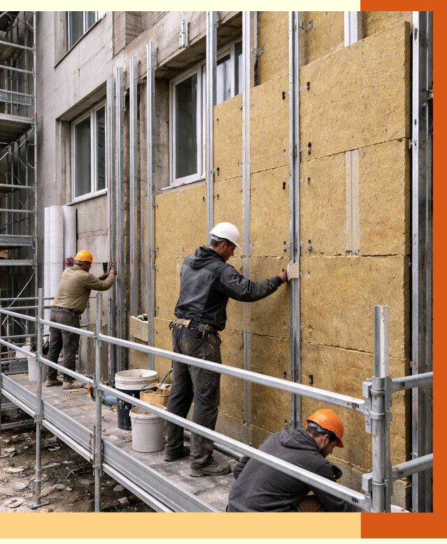 Утепление вентилируемого фасада в Качканаре от 5742 руб/м2 — монтаж и утепление вентфасад | ТепломастерКчк